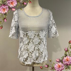 Gianni‎ Binni Elegant White Lace Crochet Top size extra small
